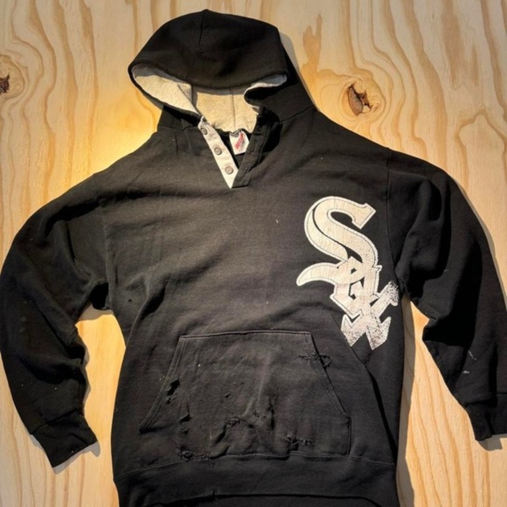 American Vintage Black Hooded Sweatshirt with Cream Logo